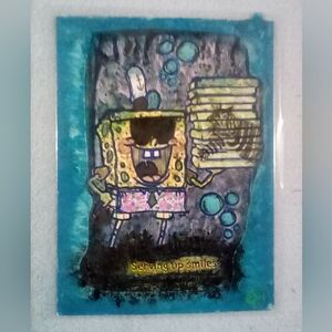 🎨Spongebob Serving Up Smiles Watercolor Painting Art🖼